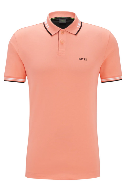 Polo slim fit de algodón elástico con detalles de la marca