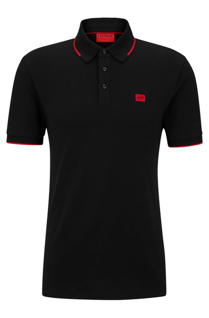 Polo slim fit de piqué de algodón con etiqueta con logo roja