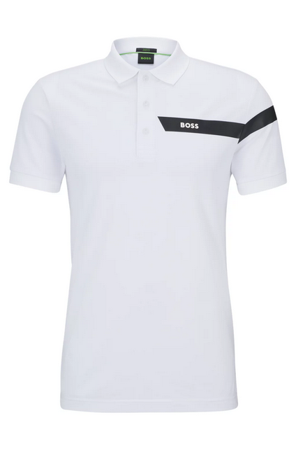 Polo slim fit con raya y logo