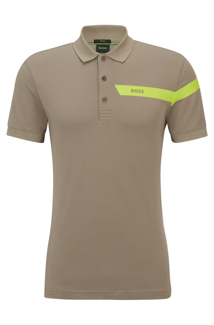 Polo slim fit con raya y logo