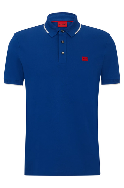 Polo slim fit de piqué de algodón con etiqueta con logo roja