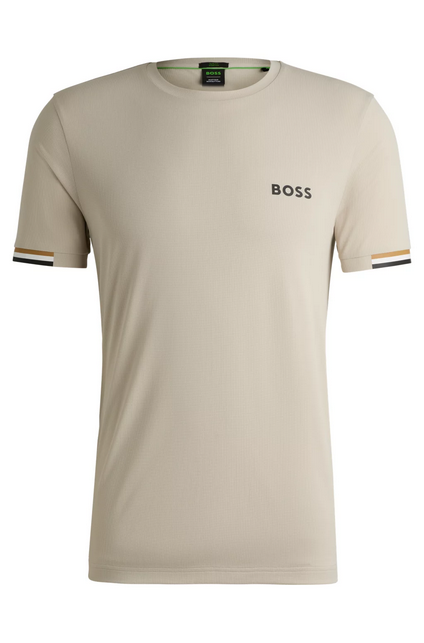 BOSS x Matteo Berrettini Camiseta de tejido de rejilla con diseño de rayas de la marca