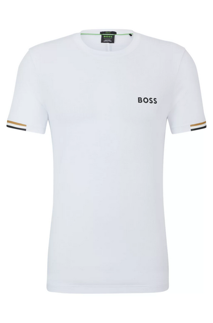 BOSS x Matteo Berrettini Camiseta de tejido de rejilla con diseño de rayas de la marca