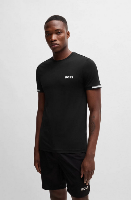 BOSS x Matteo Berrettini Camiseta de tejido de rejilla con diseño de rayas de la marca